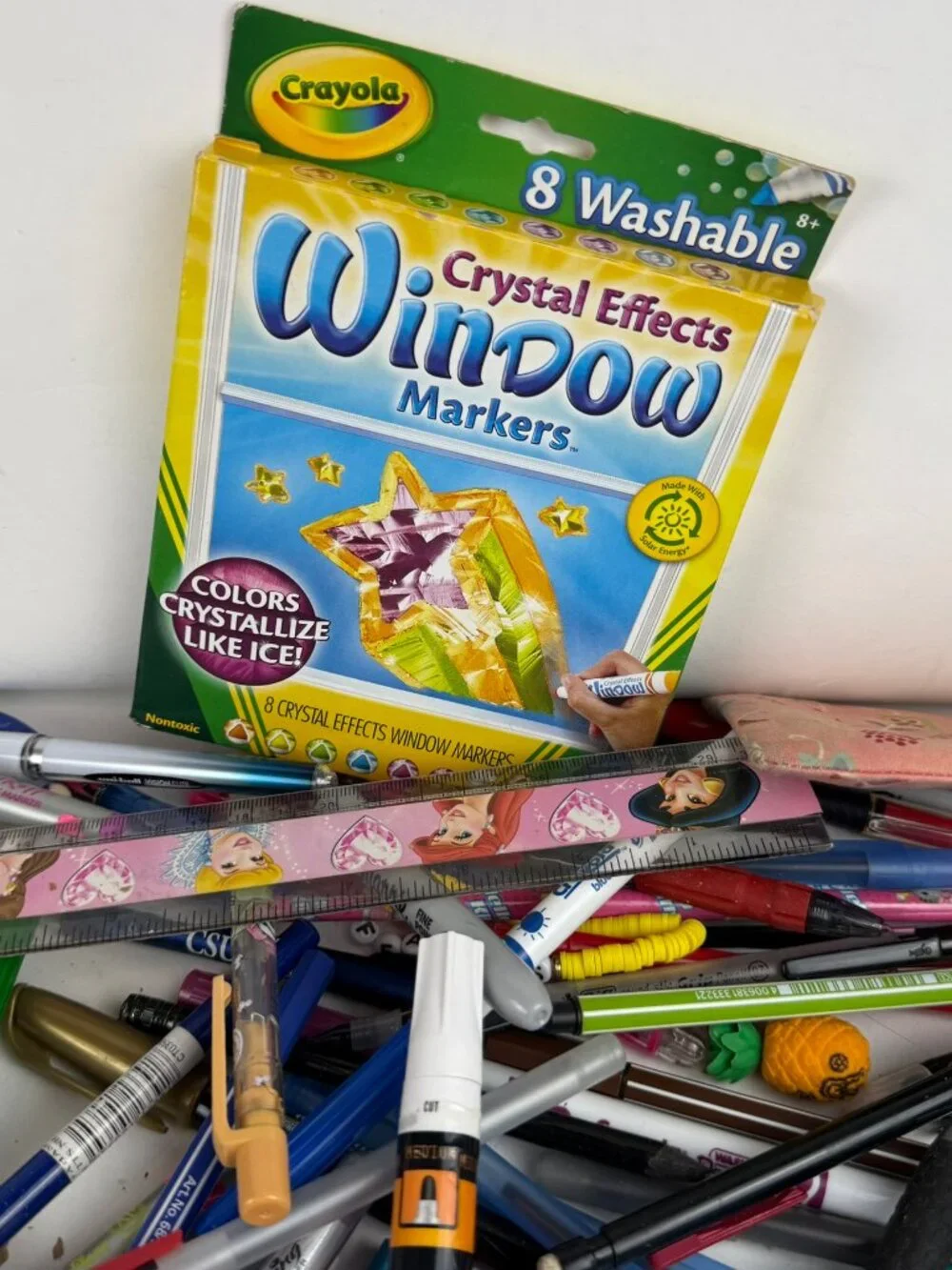 Huge Office & School Stationery Lot: Crayola Window Markers, Pens, Rulers & Pins